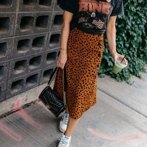 [ALL IN FAVOR] Animal Print Midi Skirt